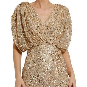 Mac Duggal Gold Embellished Wrap Gown